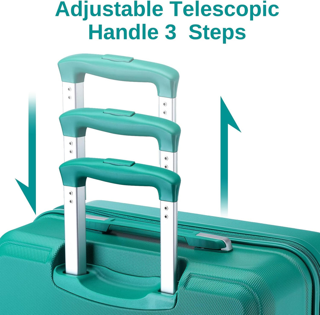 Kono ABS Kabinenkoffer, Hartschale, leicht, 55 cm, Handgepäck mit TSA-Schloss 38 l Türkis, Türkis