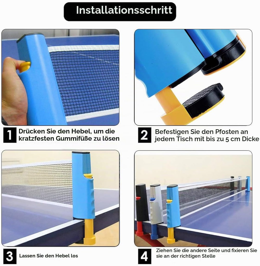 FBSPORT Tischtennis Set Profi, 2 Tischtennisschläger + Einziehbarem Netz + 6 Tischtennis-Bälle + 1 T