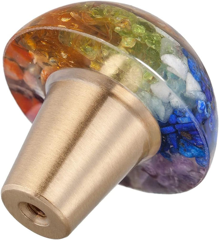 mookaitedecor 7 Chakra Schubladen Knöpfe mit Schrauben Satz von 2, Ammonit Fossil Harz dekorative Kr