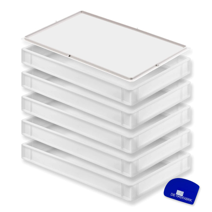 Pizzaballenbox mit Deckel (60 x 40 x 7,6 cm) Kunststoffbehälter für Pizzateig, Stapelbehälter, Teigw