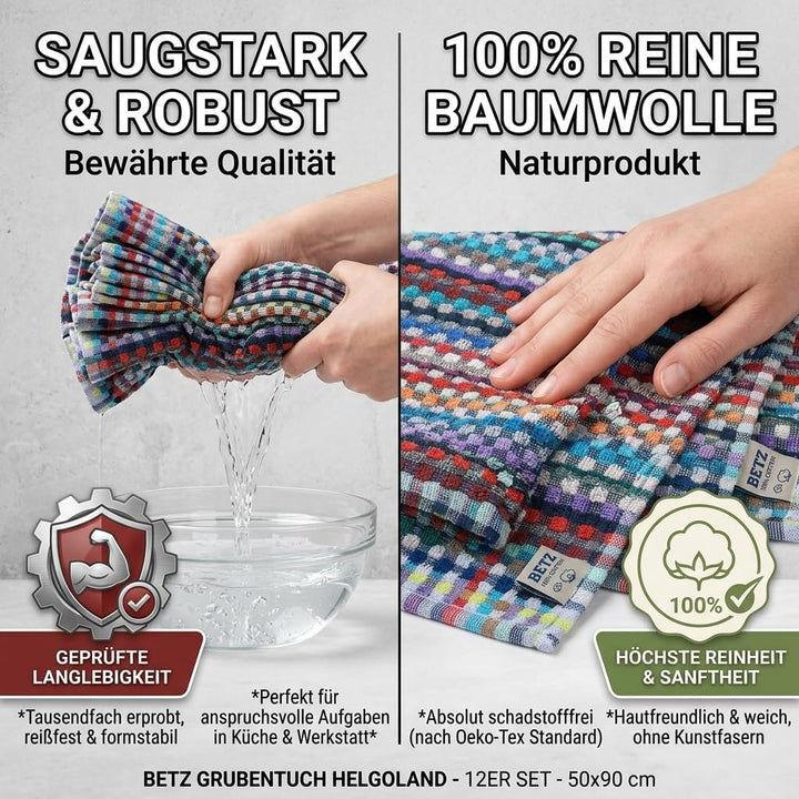 Betz 12er Set Grubentuch Arbeitshandtuch Küchentücher Geschirrtuch Handtuch 100% Baumwolle HELGOLAND