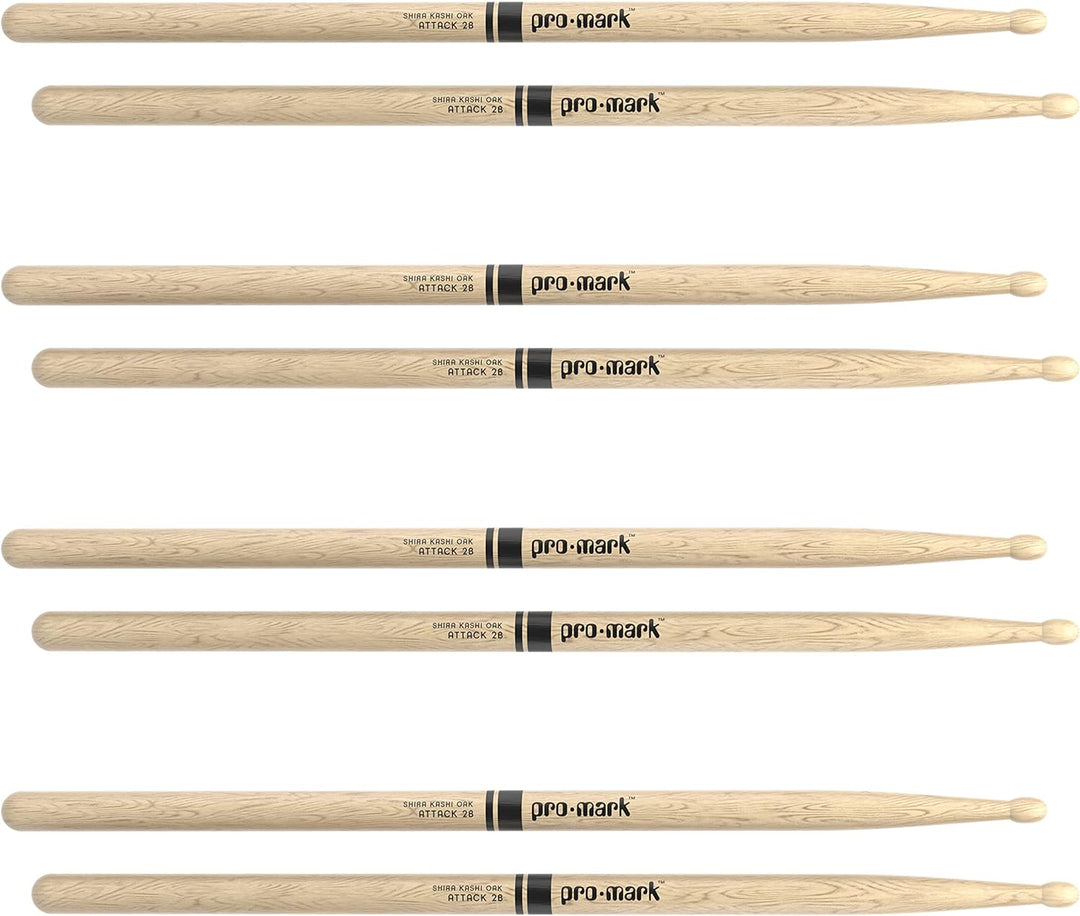 ProMark Classic Attack 2B Shira Kashi Oak Drumstick, Eichel, ovale Spitze, 4 Stück Holzspitze Four P