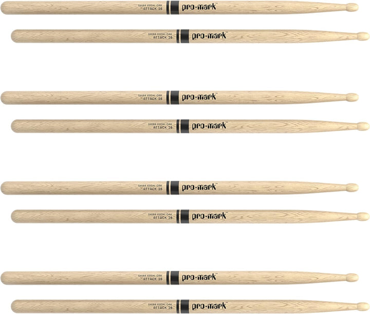 ProMark Classic Attack 2B Shira Kashi Oak Drumstick, Eichel, ovale Spitze, 4 Stück Holzspitze Four P