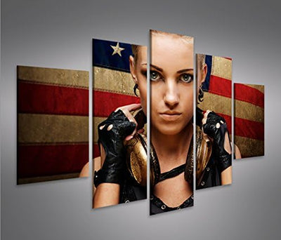 islandburner Bild Bilder auf Leinwand Girl USA Flagge Kopfhörer MF XXL Poster Leinwandbild Wandbild