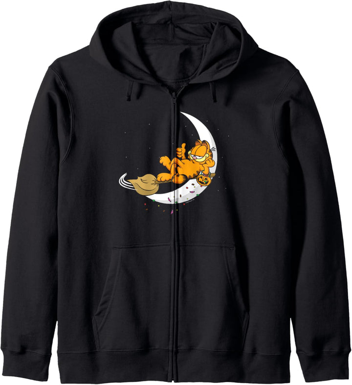 Garfield Halloween Crescent Moon Broom Riding Garfield Kapuzenjacke