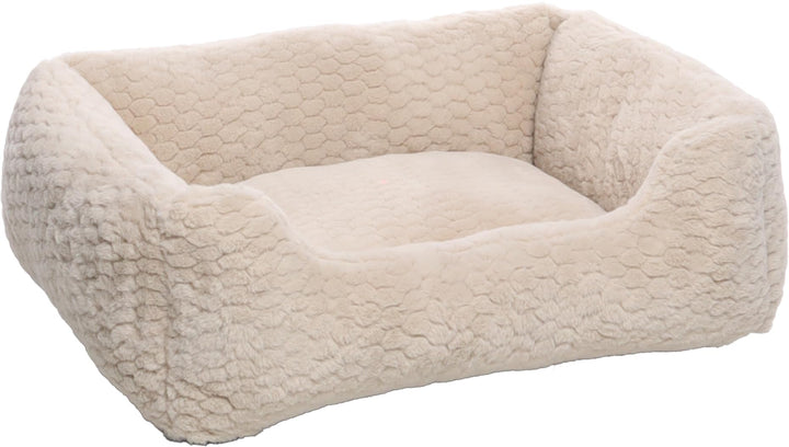 hundebett - katzenbett - rechteckig beige - 65 x 50 x 20 cm - Plüsch - Polyesterfüllung - Abnehmbare