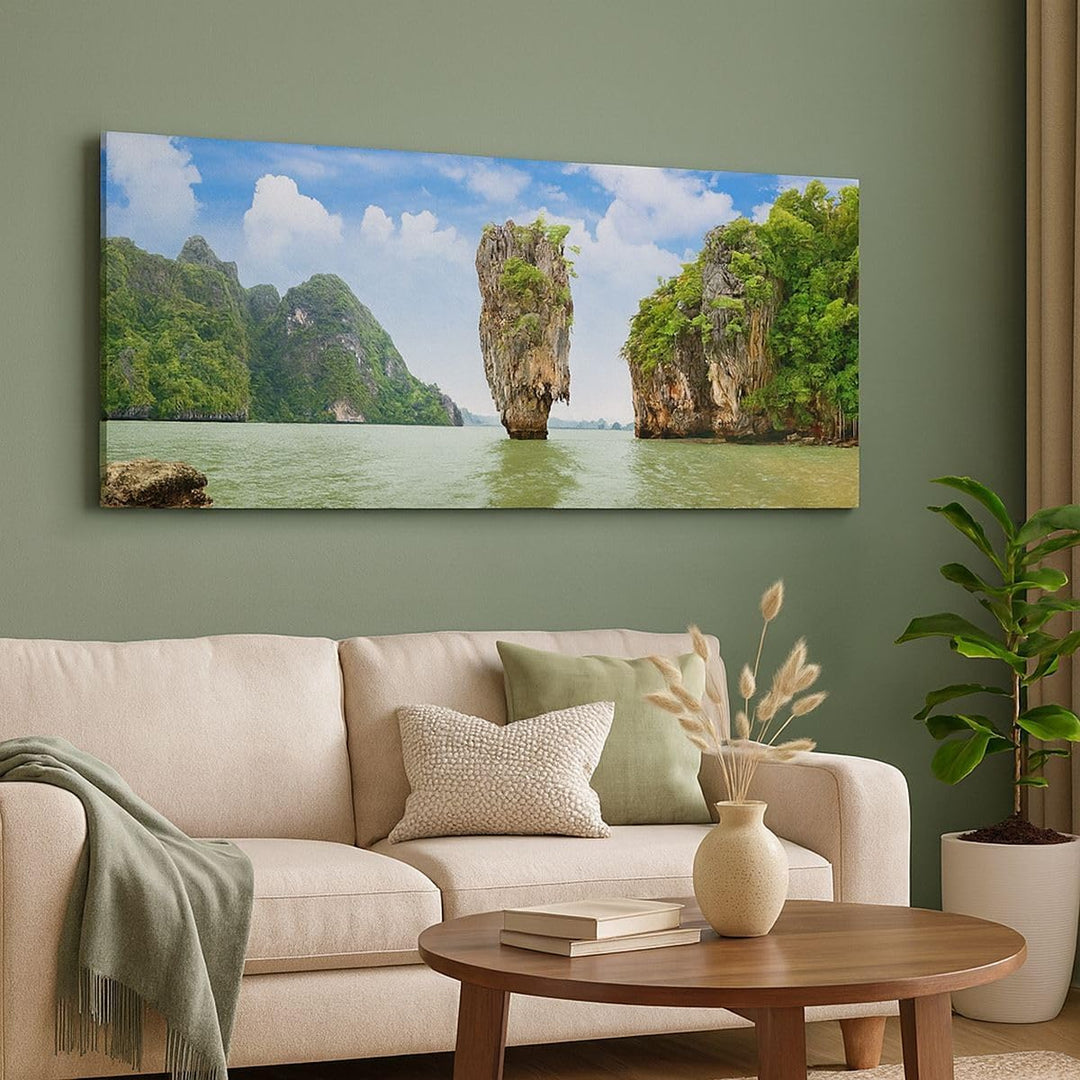 Wandbilder Dekoration Wohnzimmer Stein Strand Landschaft Panorama Bilder auf Leinwand 120x50cm Leinw