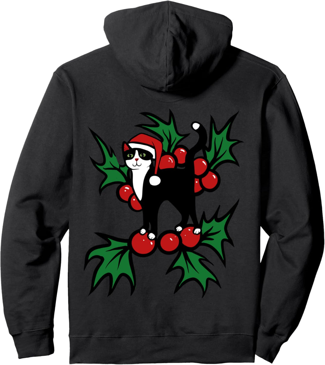 Merry Christmas Smoking Katze Frohe Weihnachten Pullover Hoodie