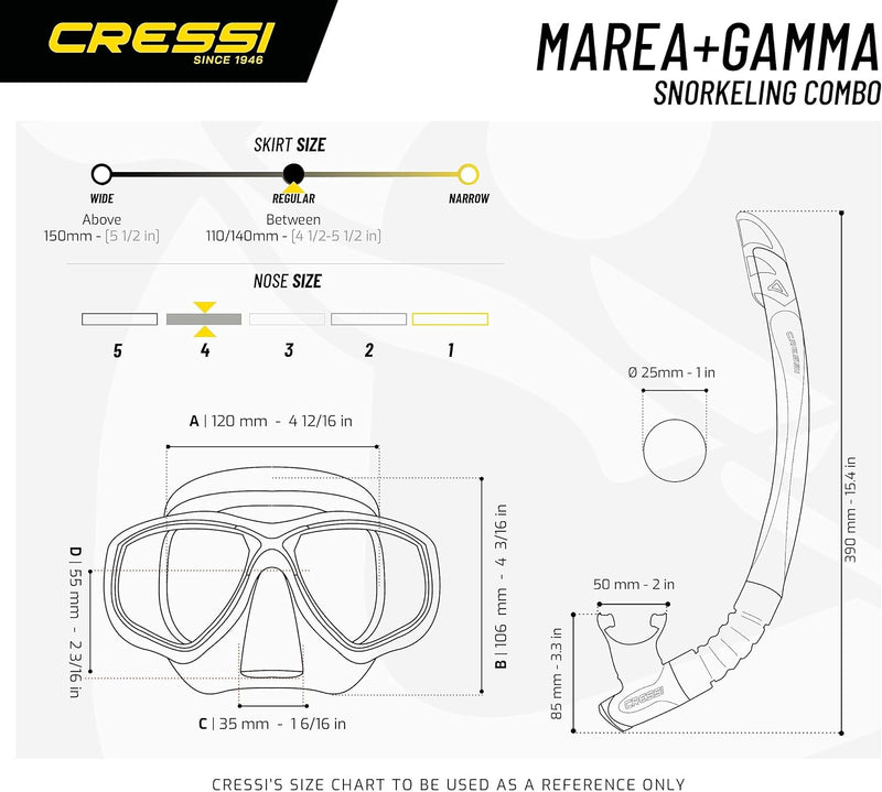 Cressi C/Set Marea VIP (New) Schnorchel Uni Transparent/Blau, Uni Transparent/Blau