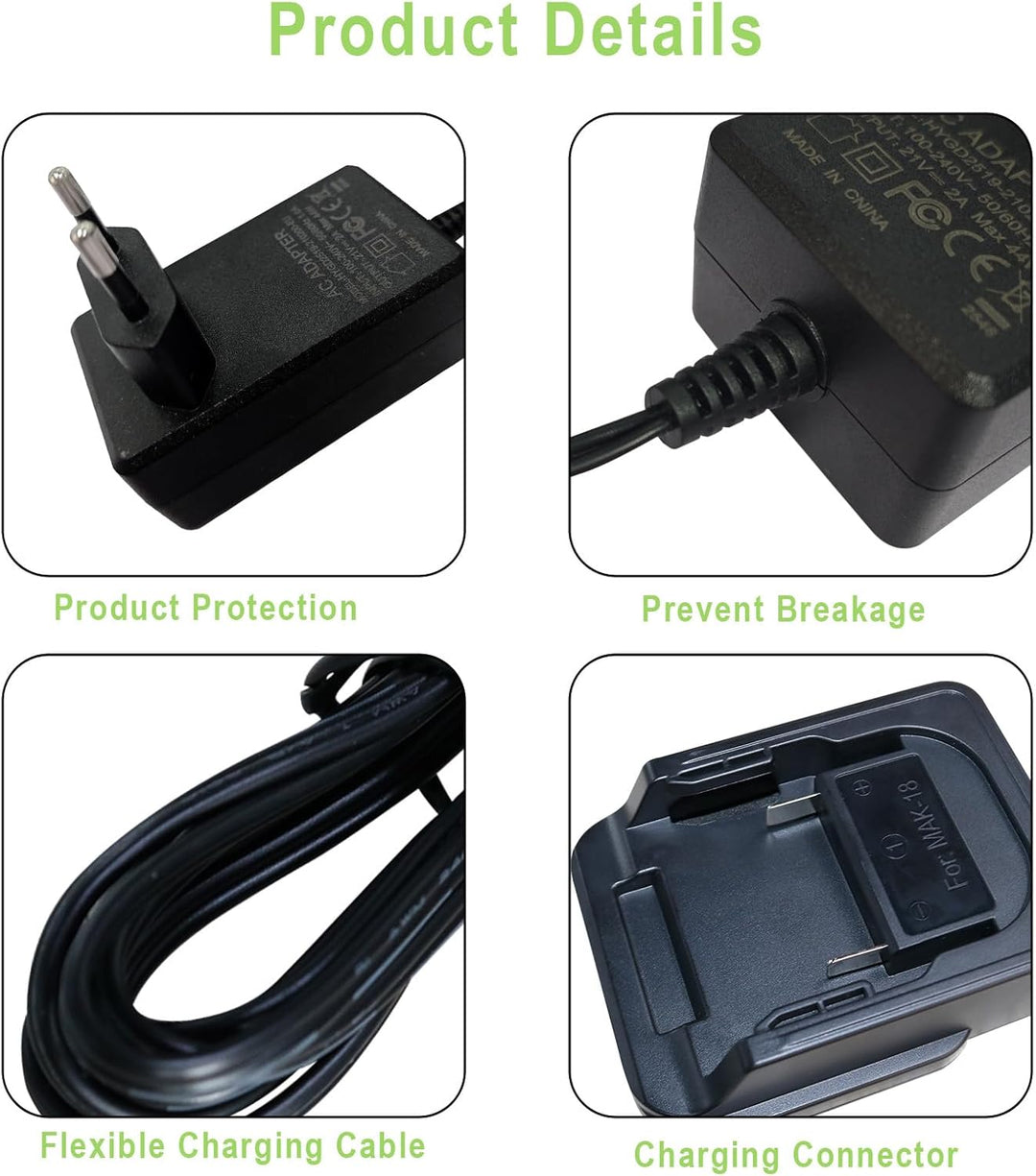 18-V-Schnellladegerät, kompatibel mit Makita 18-V-Lithium-Ionen-Akku für Makita BL1815 BL1850 BL1830