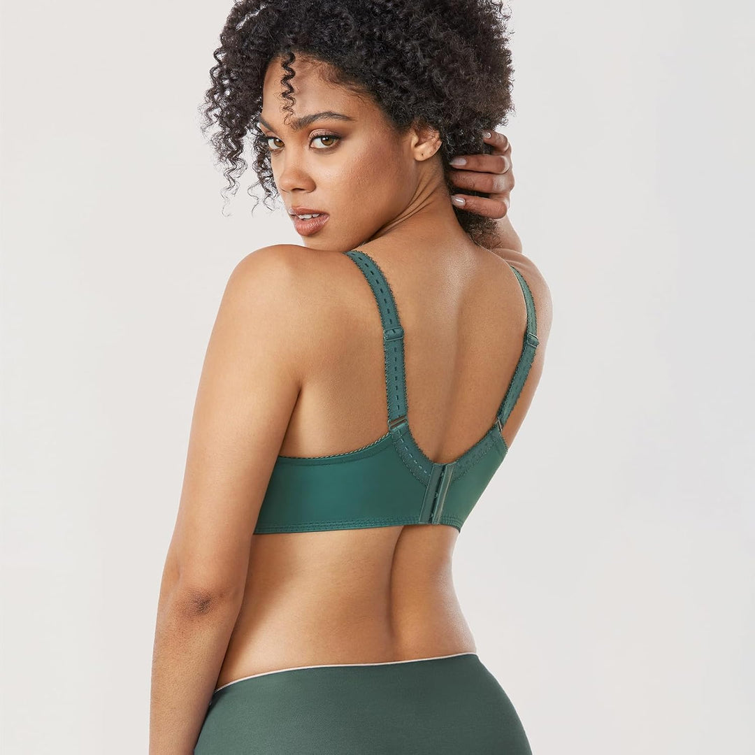 DELIMIRA Damen Minimizer BH ohne Einlagen mit Spitze mit Bügel Grosse Grössen 75E Mitternachtssmarag
