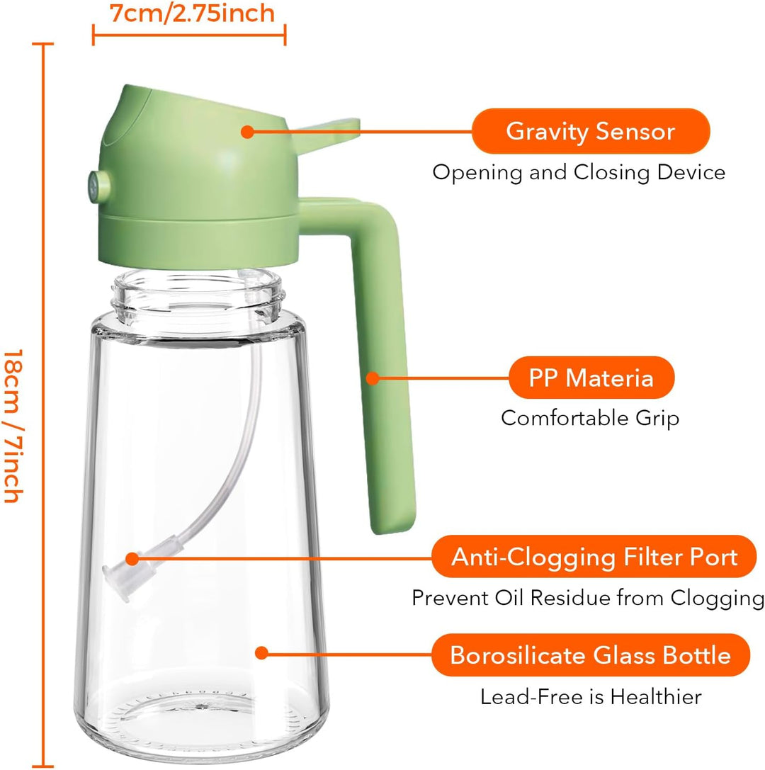 YARRAMATE 2 in 1 Ölsprüher für speiseöl, 470ml ölflasche lebensmittelecht | 2 Stück Ölspray zum Koch