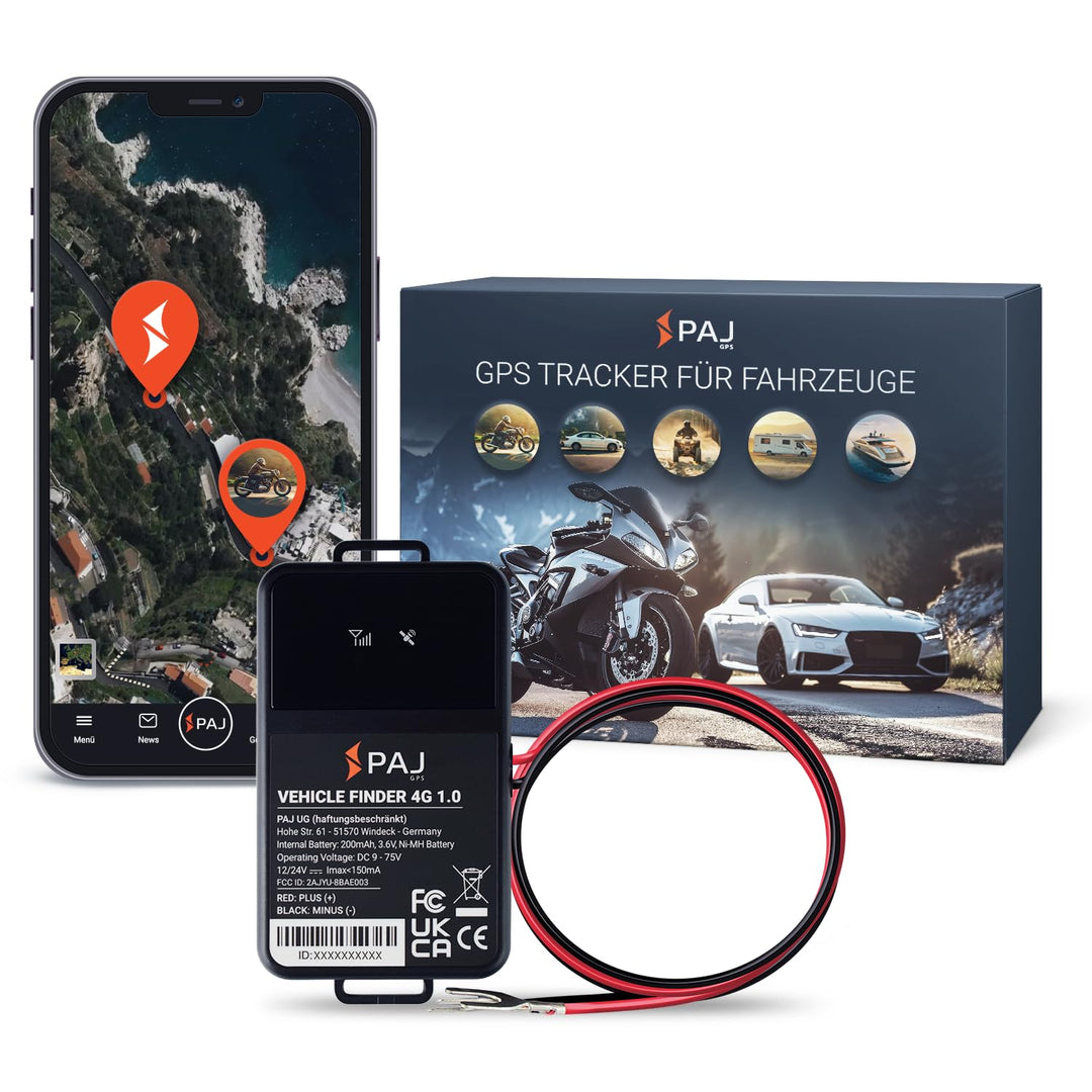 PAJ GPS Tracker Vehicle Finder 4G 1.0 - Direktanschluss an 9-75V Fahrzeugbatterie - GPS Peilsender A