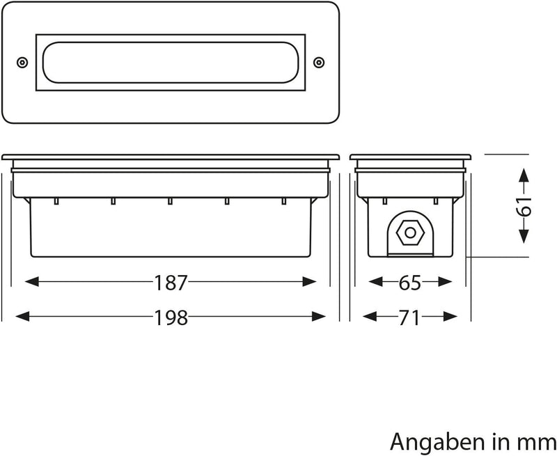 ledscom.de LED Treppenlicht/Treppen-Leuchte für innen und aussen, eckig, edelstahl, 198 x 61mm, 2,2