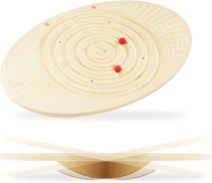 Mamabrum, Holzbalancierbrett mit Labyrinth mit Kugeln - Balance-Schaukeln, Labyrint, Zwei Bunte Kuge