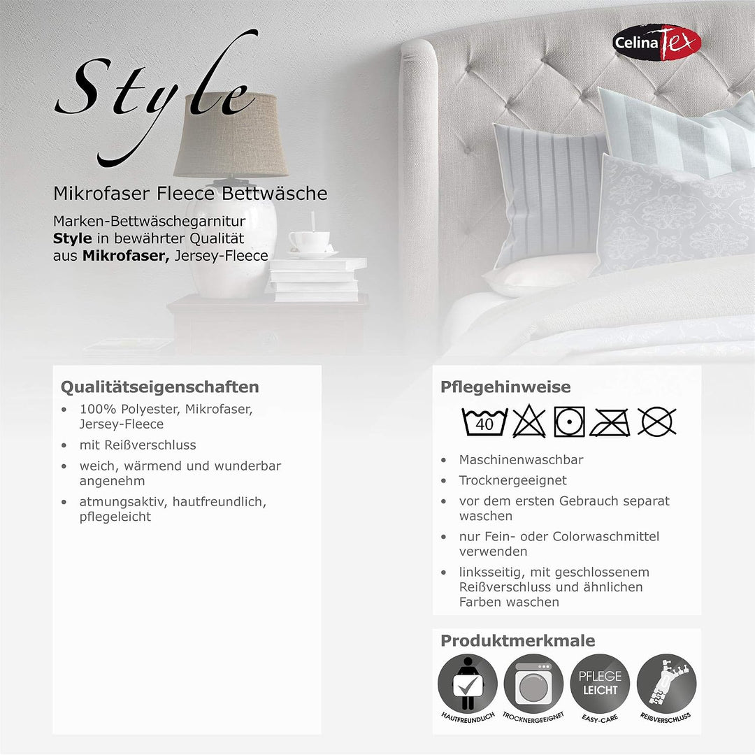 CelinaTex Style Bettwäsche 155 x 220 cm 4teilig Mikrofaser Fleece Bettbezug Daniela Streifen schwarz