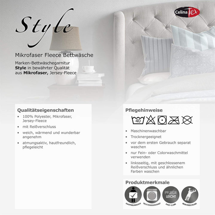 CelinaTex Style Bettwäsche 155 x 220 cm 4teilig Mikrofaser Fleece Bettbezug Daniela Streifen schwarz