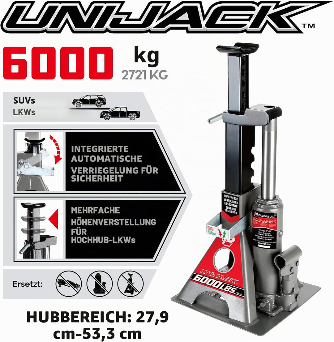 Powerbuilt 620471 Hebebühnen und Wagenheber, schwarz, 6000lb, Unijack, 6000lb, Unijack