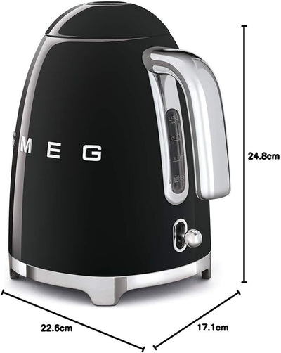 Smeg Elektrischer Wasserkocher KLF03BLEU, Edelstahl, 1.7 liters, Schwarz, Schwarz