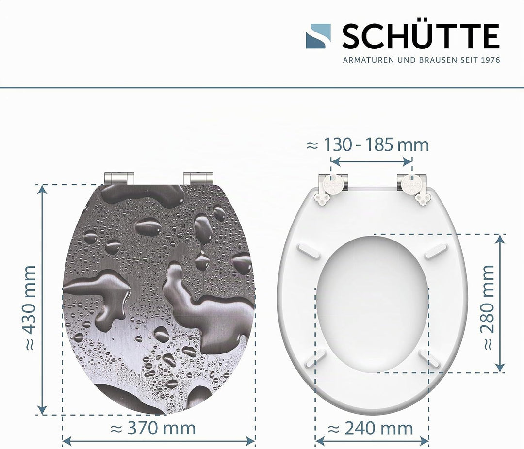 SCHÜTTE 80523 WC-Sitz GREY STEEL, MDF, High Gloss, mit Absenkautomatik, Motiv High Gloss Grey Steel,