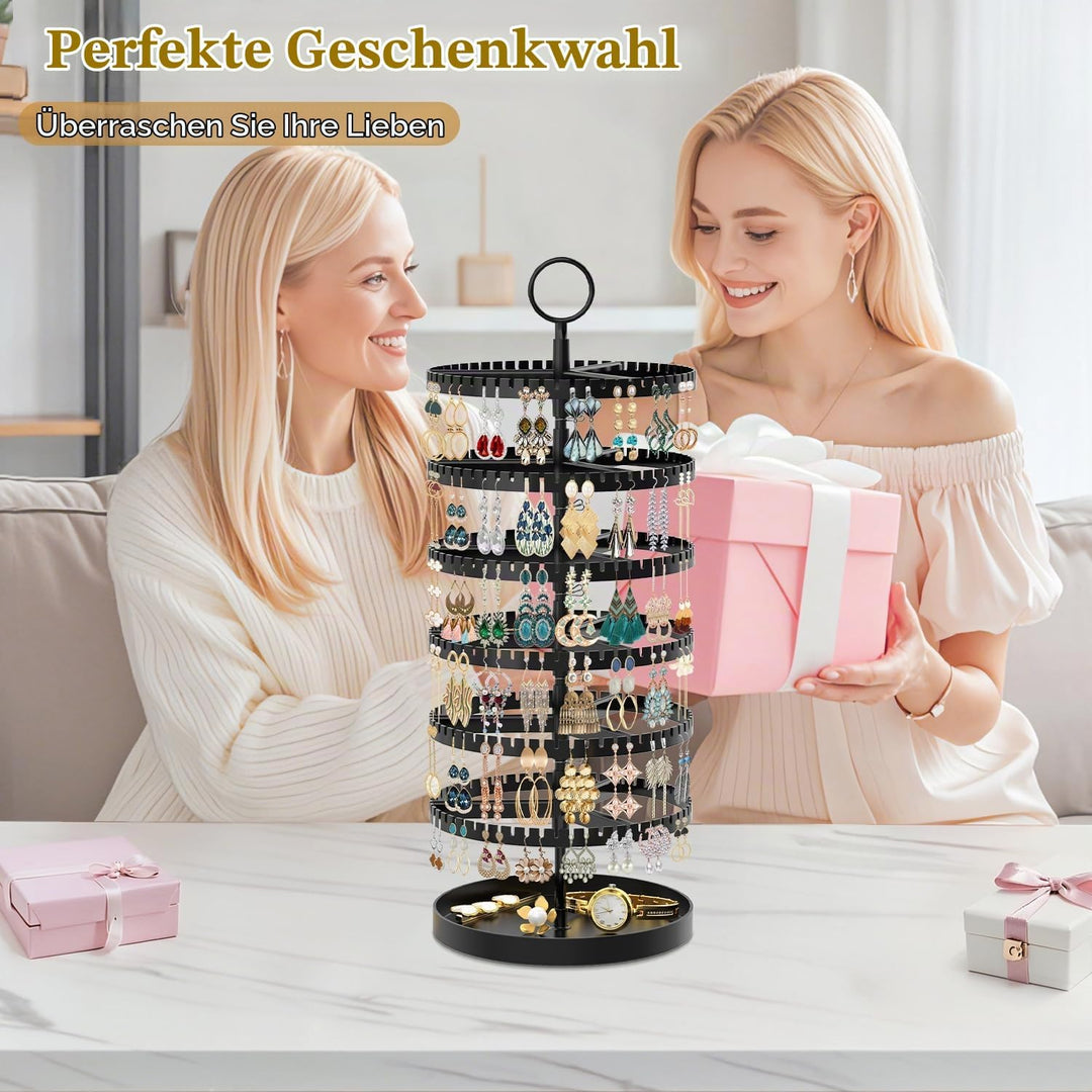 6-Tier-drehender Ohrring-Halter-Organizer-Ständer-justierbarer Kunststoff-Display-Baum mit Metalltab