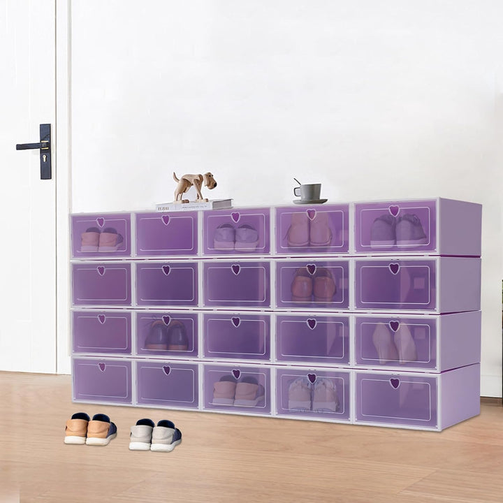 20 *Schuhboxen stapelbar transparent,Schuhboxen Stapelbar Schuhaufbewahrung,Kunststoff-Schuhkarton m
