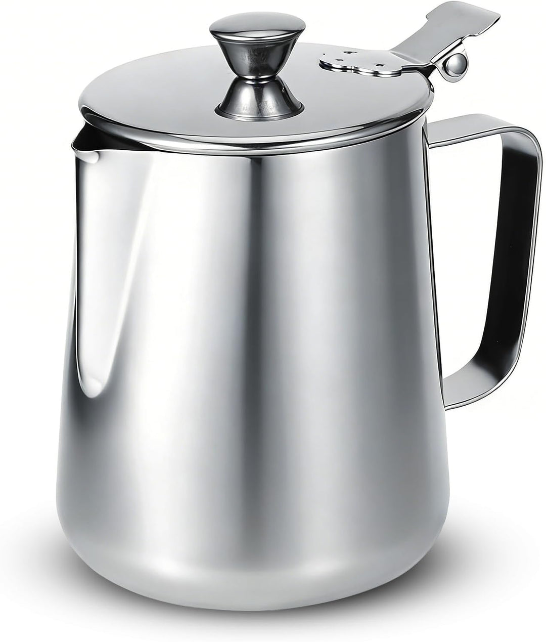 Milchkännchen mit Deckel, 600 ml/1000 ml, Milchaufschäumkännchen, Edelstahl Kanne mit Deckel, Milcha