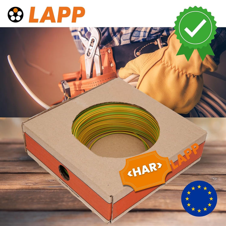 Lapp 100m H05V-K 0,75 mm² Grün/Gelb - Aderleitung & Verdrahtungsleitung | Flexible PVC Einzelader, L