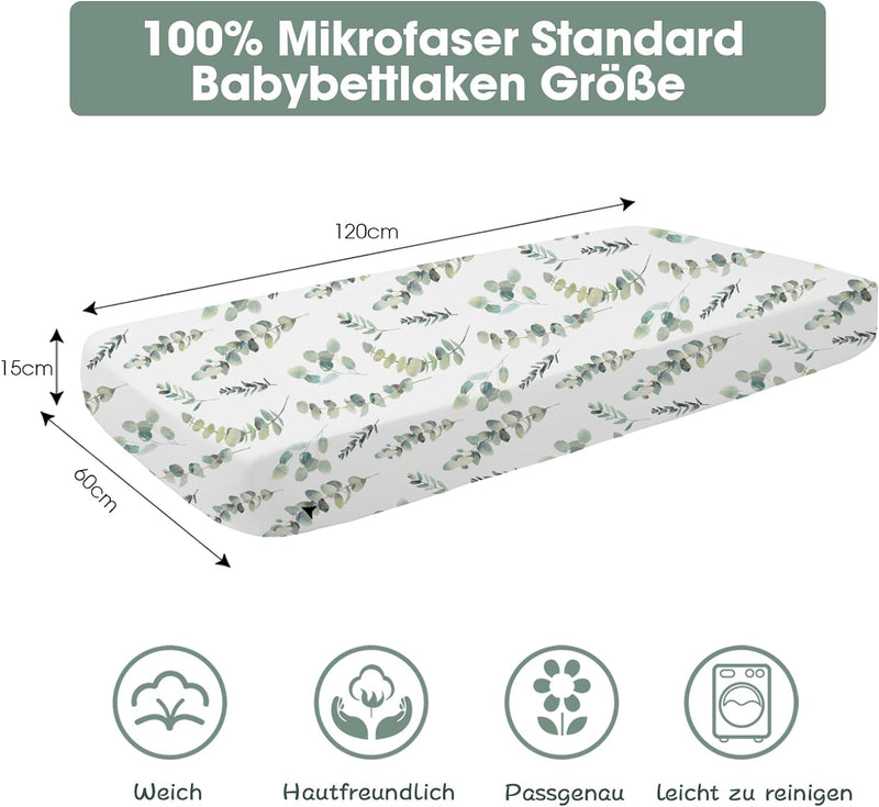 Bimocosy Spannbettlaken Spannbetttücher & Laken für Babybetten Kinderbett 70x140cm/60x120 cm, Mikrof