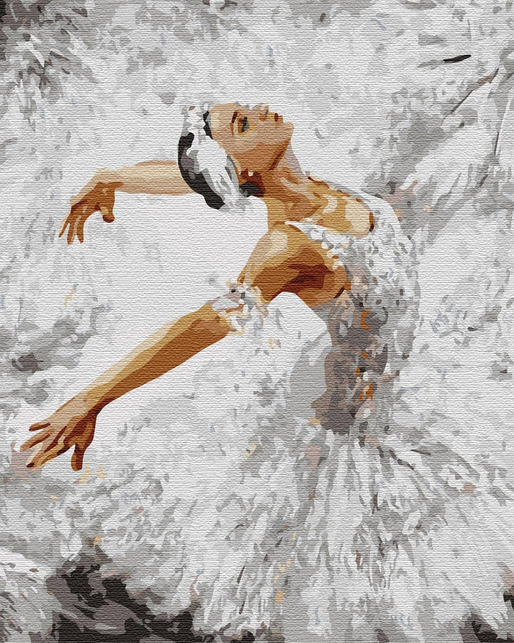 ARTNAPI Malen nach Zahlen Erwachsene mit Rahmen | DIY Handgemalt | Ballett in Farben Weiss | Kit für