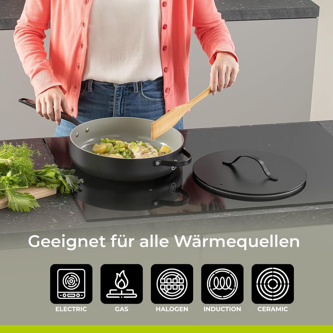 Be Living Essential Kasserolle mit Deckel – Ø 28 cm – Keramische Antihaftbeschichtung – Induktionsge