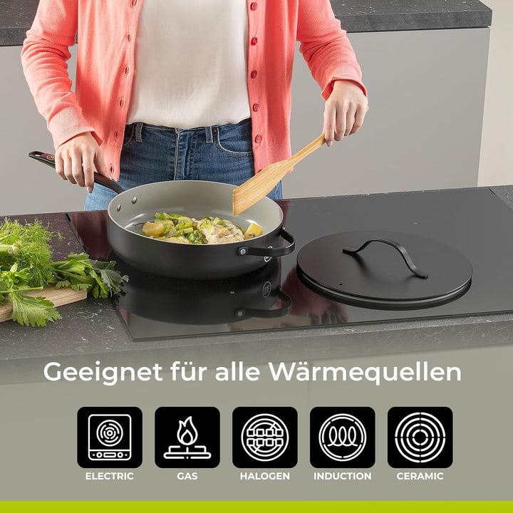 Be Living Essential Kasserolle mit Deckel – Ø 28 cm – Keramische Antihaftbeschichtung – Induktionsge