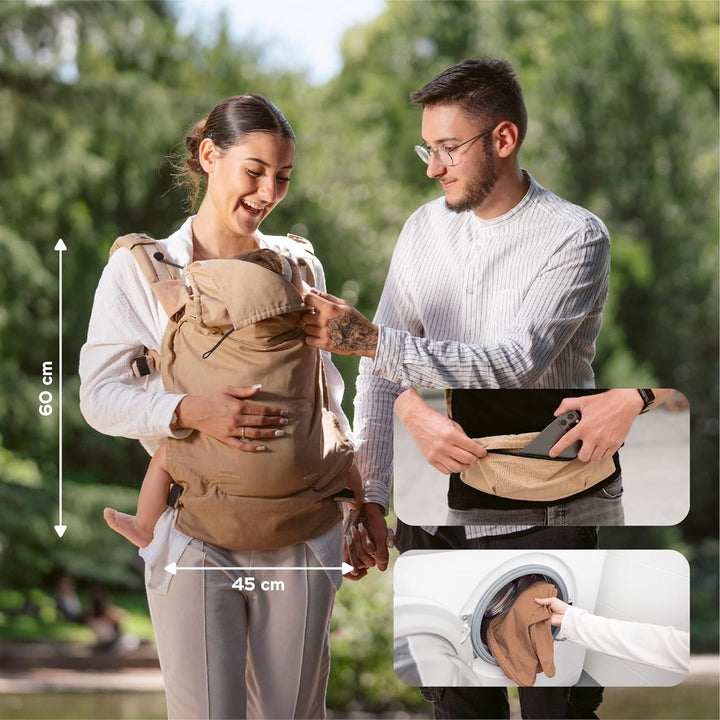 Babymoov Babytrage Moov & Boost Hazelnut beige - ergonomisch, für Babys und Kleinkinder, bis 20 kg H