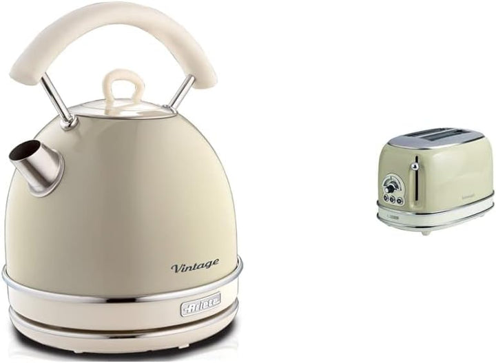 Ariete 155/03-beige 155 Toaster 2 Scheiben Vintage Beige, Metall & 2877 Kabelloser Wasserkocher Vint
