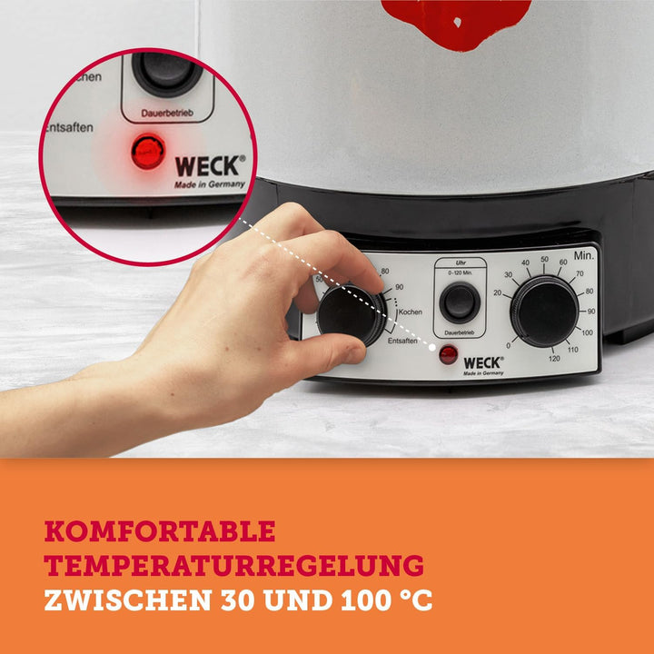 WECK Einkochautomat WAT 15 (Einkochtopf emailliert, mit Thermostat, mit Zeitschaltuhr, 29 Liter), Si