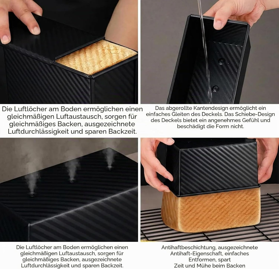 1000g Toastbrot Backform Mit Deckel, Kastenform Kuchen Rechteckig Kuchenform Eckig Kastenform Brotba