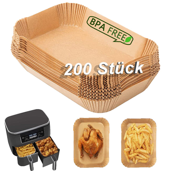 Backpapier für Ninja Heissluftfritteuse, 200 Stück 22cm Airfryer Backpapier für Dual Zone, Air Fryer