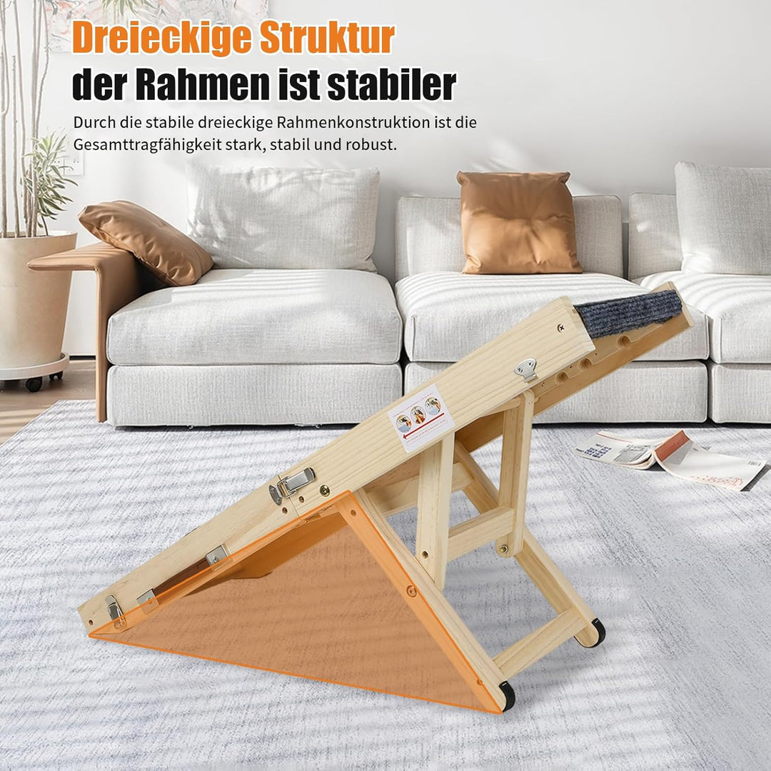 Hunderampe 80cm, Katzenrampe, Hundrampe Auto Klappbar, Höhenverstellbar Hundetreppe, Hunderampe Bett