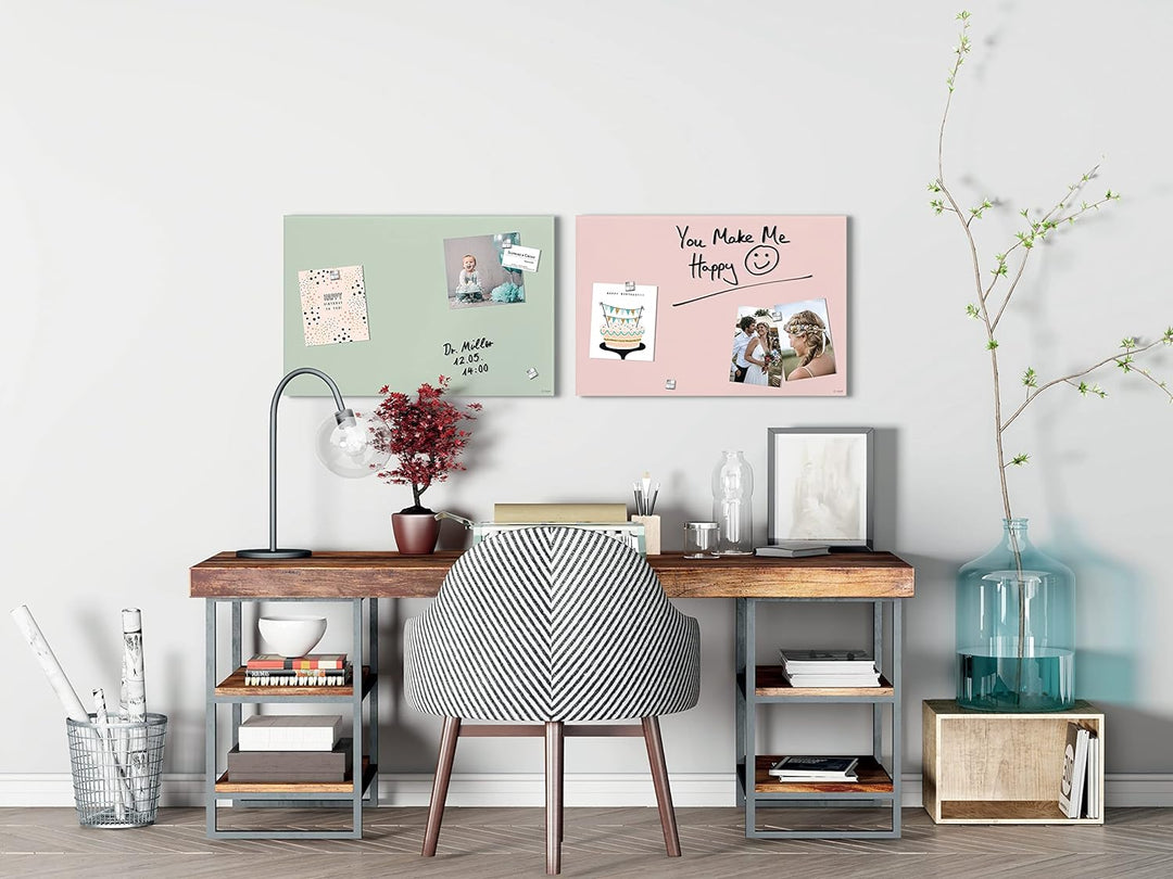 SIGEL GL514 Premium Glas-Magnettafel 60x40 cm, rose: matt, nicht spiegelnd, TÜV geprüft, einfache Mo