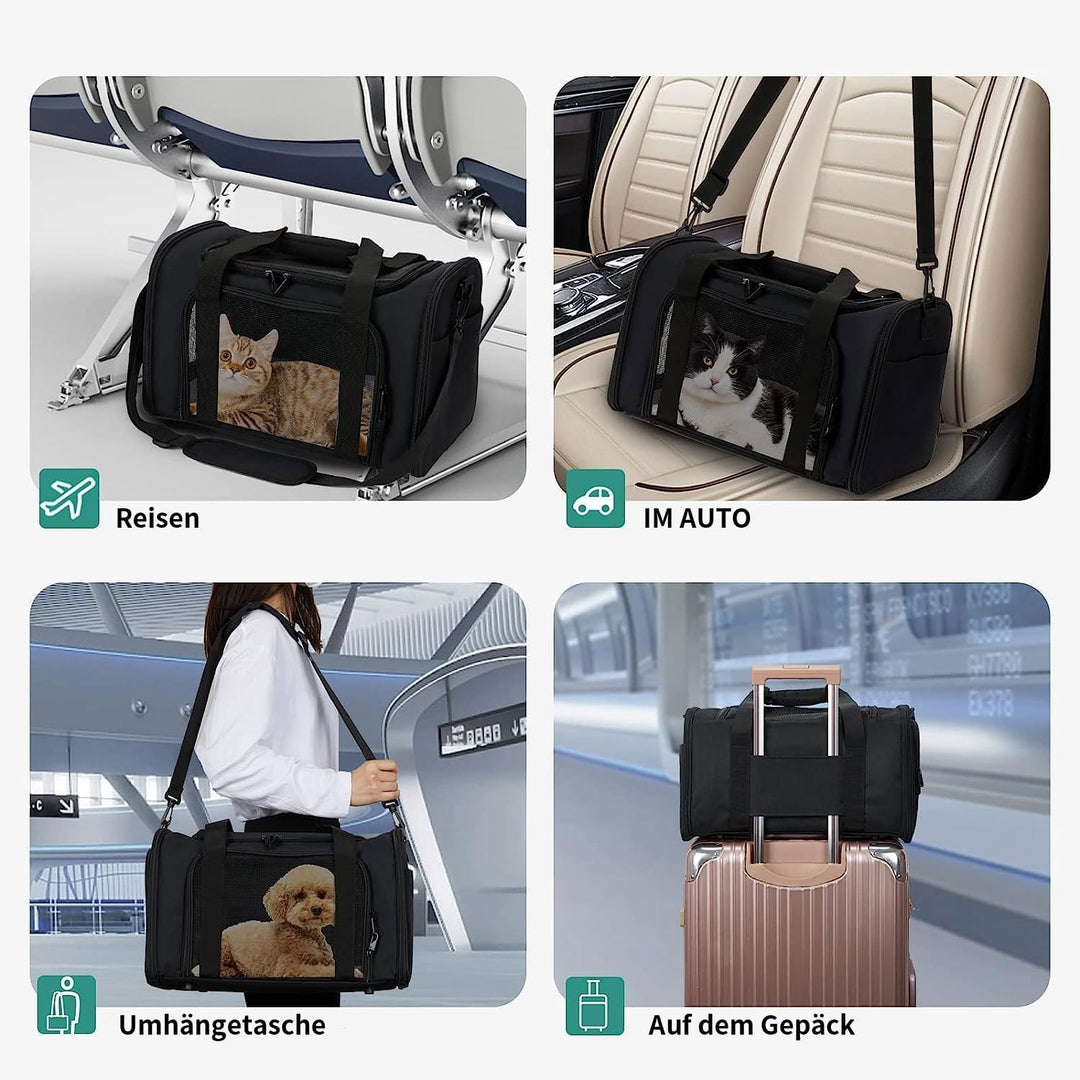 TOFFCAEA Transporttasche für Katze Hund, Hundetransportbox, Faltbare Katzentransportbox, tragbar, 8k