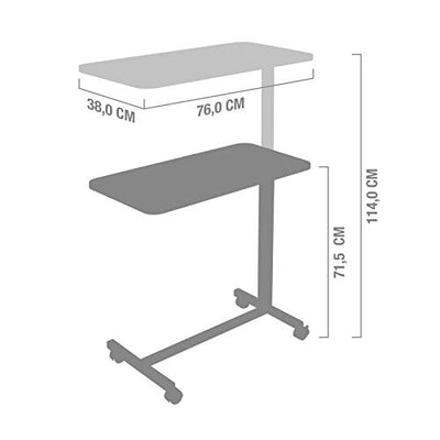 Teqler Höhenverstellbarer Betttisch, Beistelltisch für Kranken- und Pflegebetten Single, Single