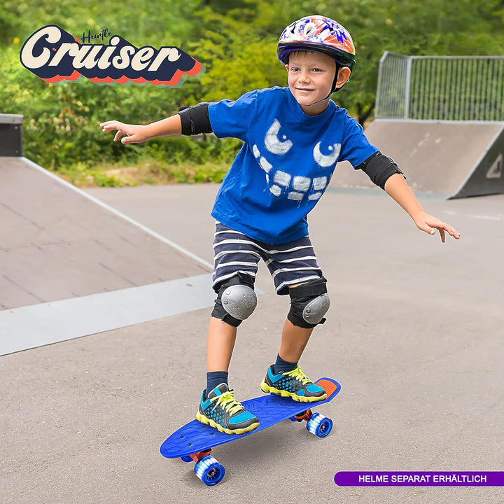 Hurtle Skateboard Kinder ab 6 Jahre, Mini Skateboard mit LED Leuchtrollen, 55cm Pennyboard mit Anti-