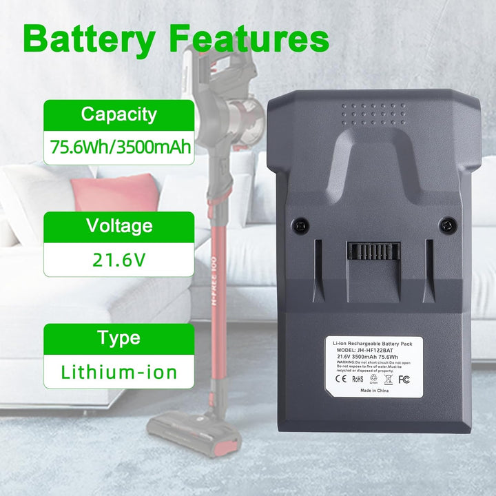 3500mAh Akku Kompatibel mit Hoover H-Free 100 Staubsauger, Lithium Ersatzbatterie Hoover B012 21.6V