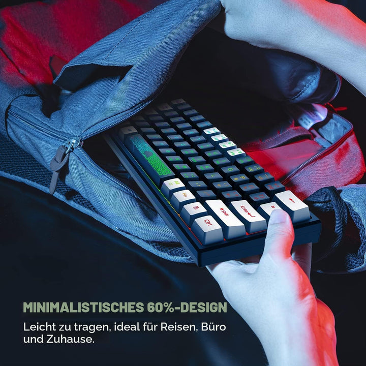Mini 60% Gaming-Tastatur, Membran Game Keyboard mit Halbmechanisch Tasten, Optical RGB-Chroma-Backli