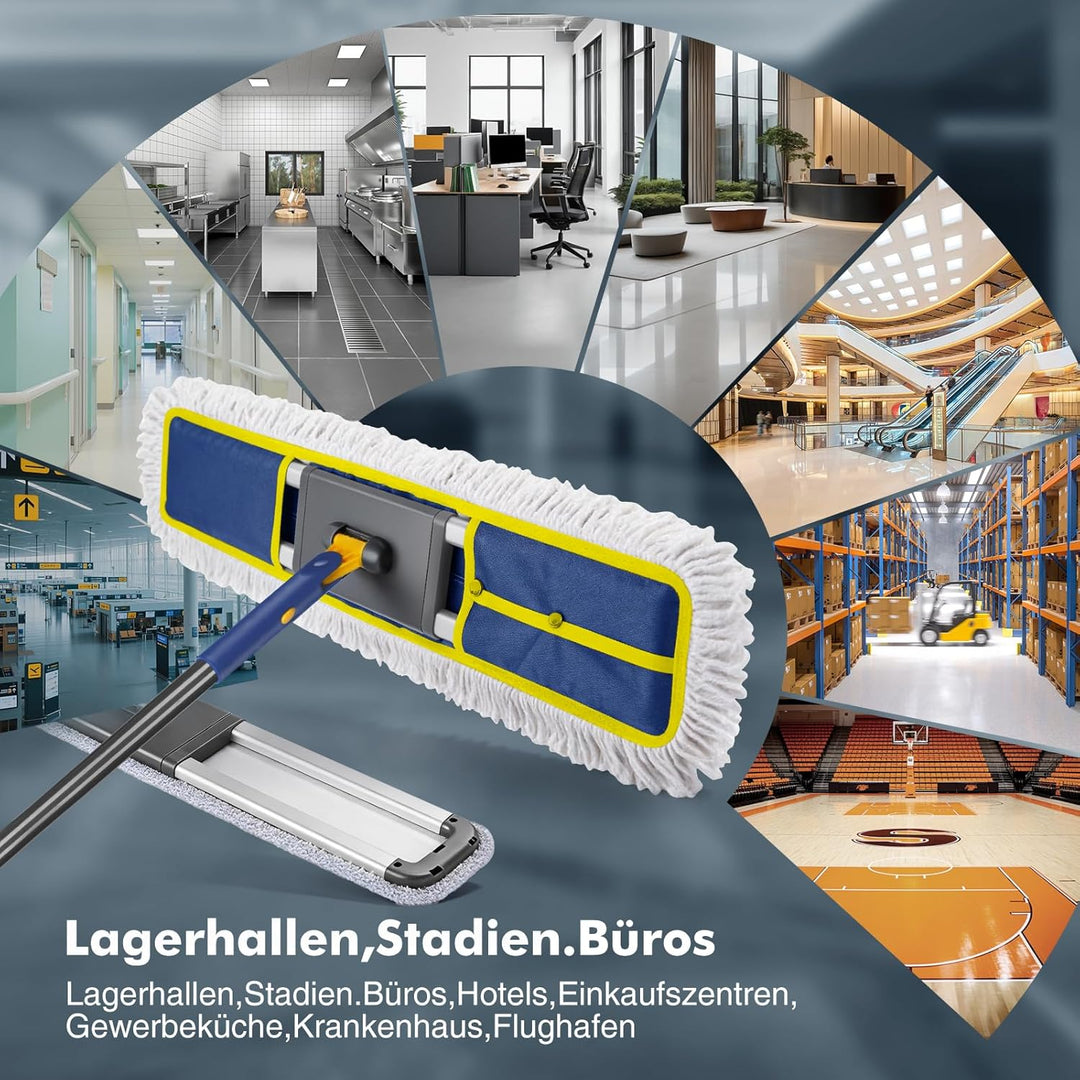 Bodenwischer, 90cm Breit Wischmopp, Gross Wischer mit 2 Mikrofaser Pads und 1 Baumwolle Pad, Profess