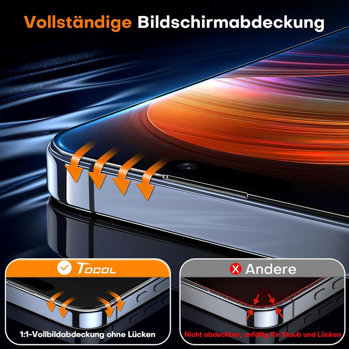 TOCOL für Panzerglas Sichtschutz für iPhone 11 Pro Max, iPhone XS Max, Automatische Installation 9H