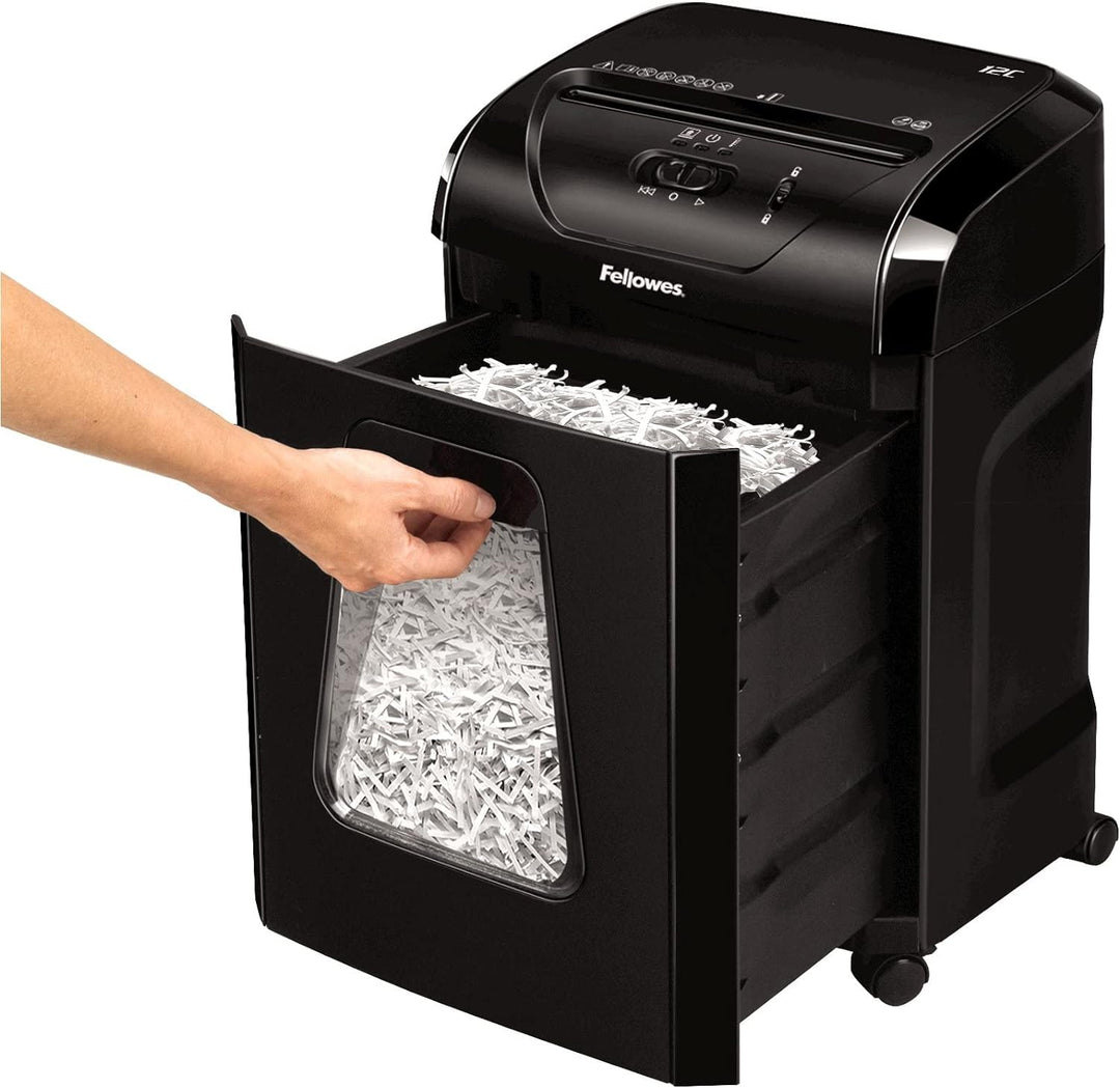 Fellowes Aktenvernichter Powershred 12C, 12 Blatt 4x40mm Partikelschnitt (P-4), mit Sicherheitssperr