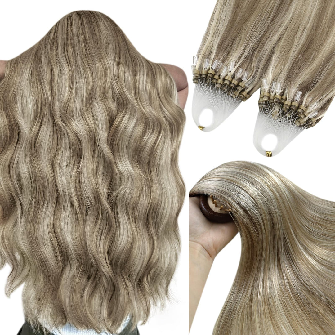 YoungSee Microring Extensions Echthaar Hellbraun Microring Extensions 60 cm Microring Hair Extension