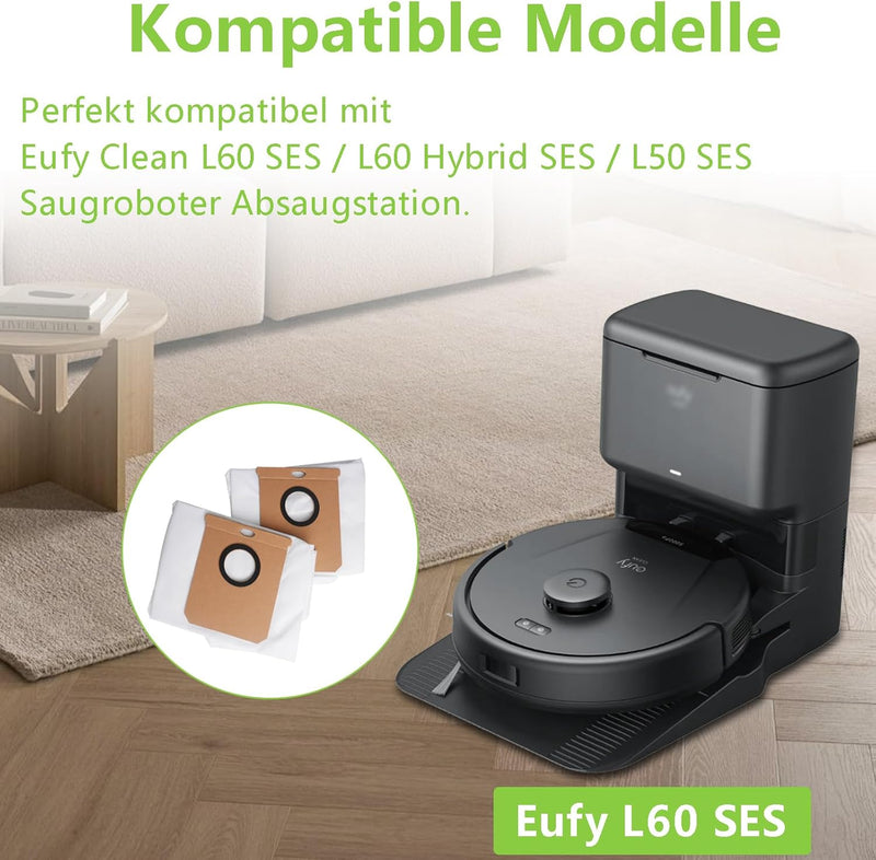 14 Stück Staubbeutel für Eufy Clean L60 SES L60 Hybrid SES L50 SES Staubsauger Roboter, Staubbeutel