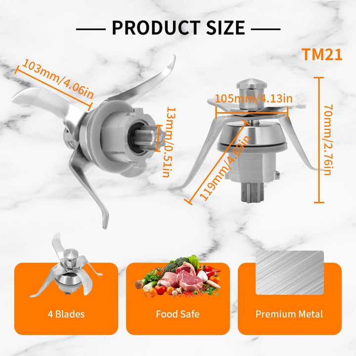 Mixer Messer, TM21 Küchenmaschinen Edelstahl Umgekehrtes Gewinde Mixmesser, Thermomix TM21 Ersatztei